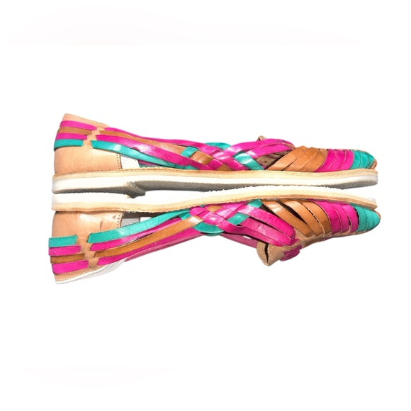 NEW! REDHAWK LEATHER COMPANY Hand Woven Multicolored Huaraches Flat Shoe 10.5 - Picture 4 of 6